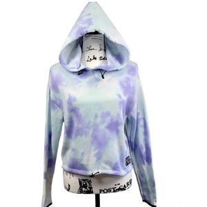 PINK Victoria's Secret Lavender Tie Dye Knit Cropped Hoodie long sleeve size S